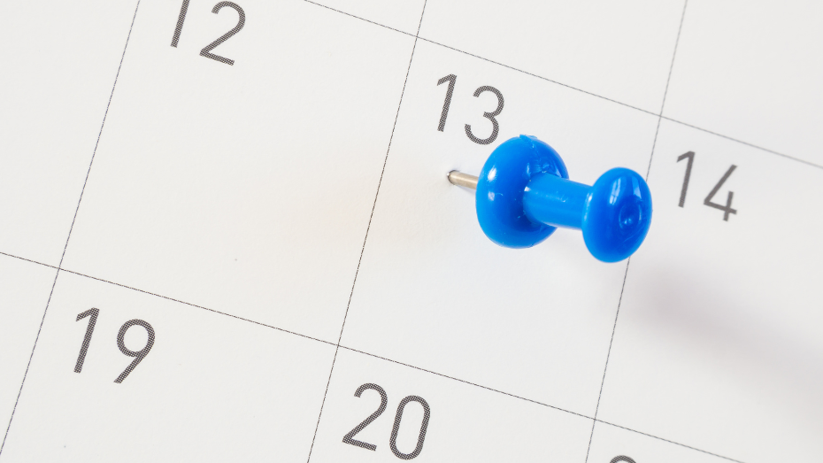 calendario con una cihincheta azul