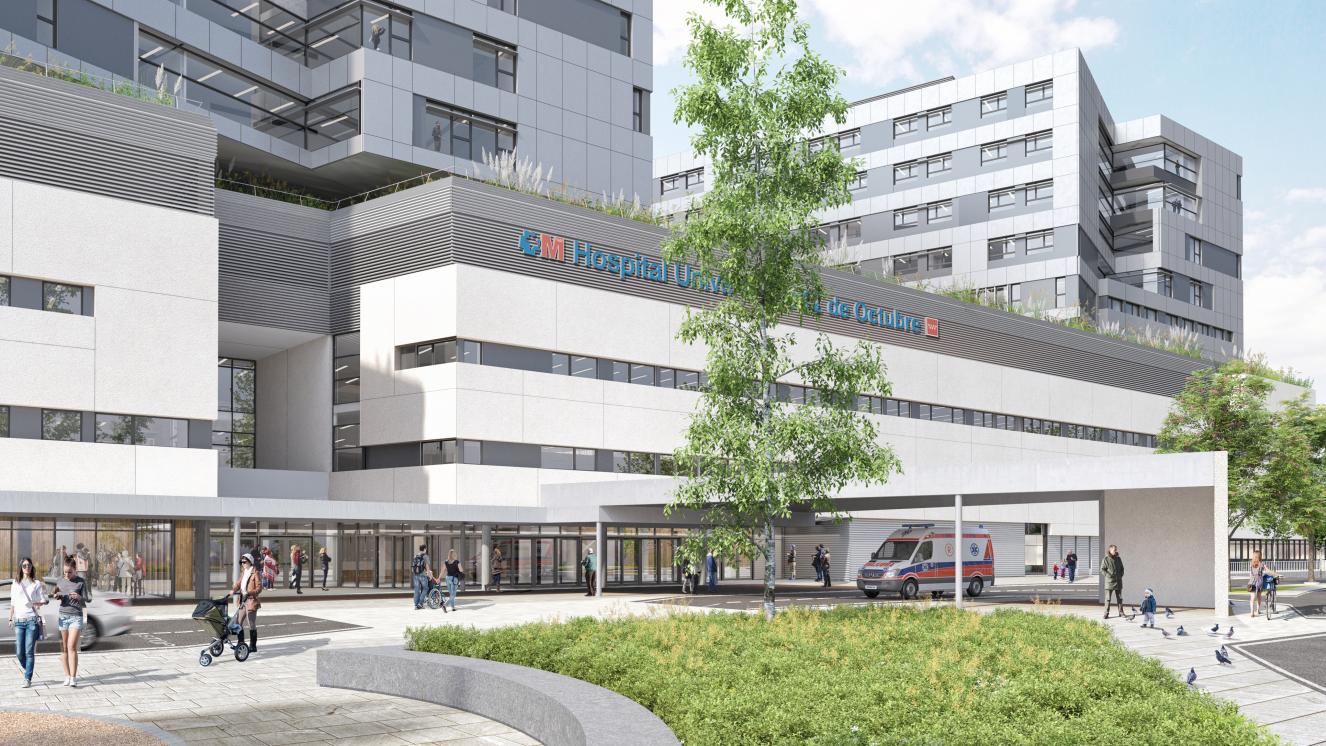 Puerta principal nuevo Edificio de Hospitalización del Hospital Universitario 12 de Octubre