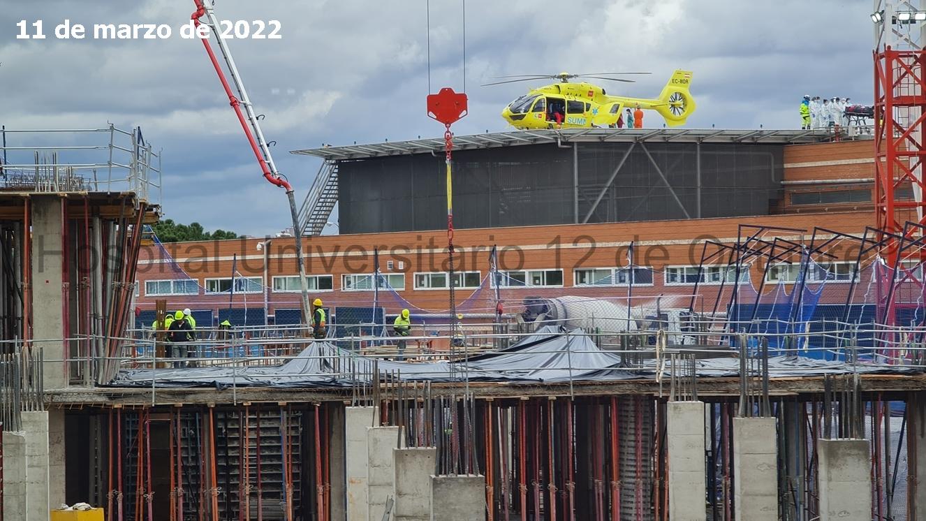 Evolución de las obras del nuevo Edificio de Hospitalización Hospital 12 de Octubre. 11 de marzo de 2022