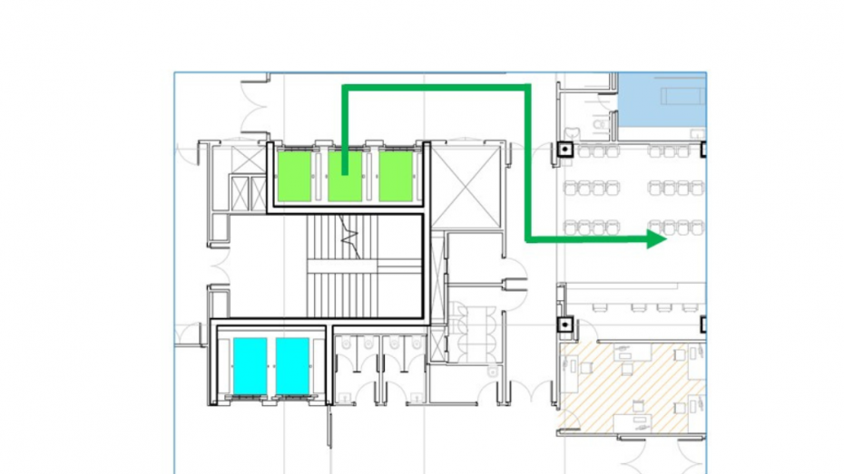 CIRCUITO RECOMENDADO HOSPITAL DE DÍA OBSTÉTRICO Y MEDICINA FETAL DESDE SALIDA ASCENSORES MÓDULO E PLANTA 1  RECTO Y LUEGO A LA DERECHA Y DE NUEVO GIRO A LA DERECDHA PARA ENTRAR A SALA DE ESPERA HOSPITAL DE DÍA OBSTÉTRICO / MEDICINA FETAL EN PLANTA 1