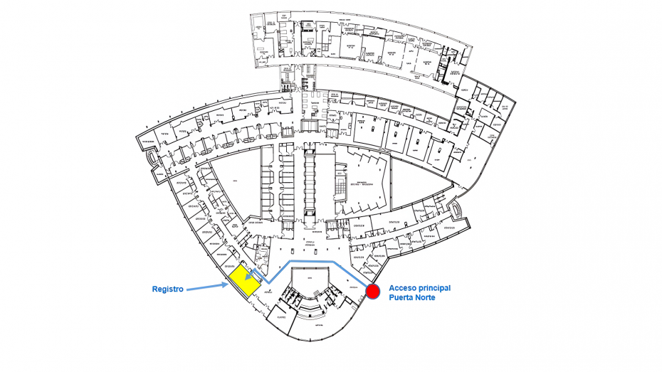 Plano Interior de la planta baja para llegar a  Registro