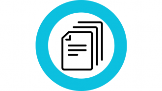 icono de archivos dentro de círculo azul