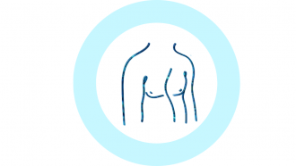 Pectus excavatum línea azul de icono de pecho hundido