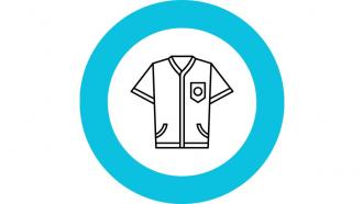 Icono de línea negra de una camiseta dentro de un círculo azul