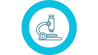 Icono microscopio línea azul