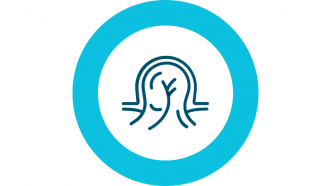 Icono de hernia con un dibujo lineal azul de un abultamiento